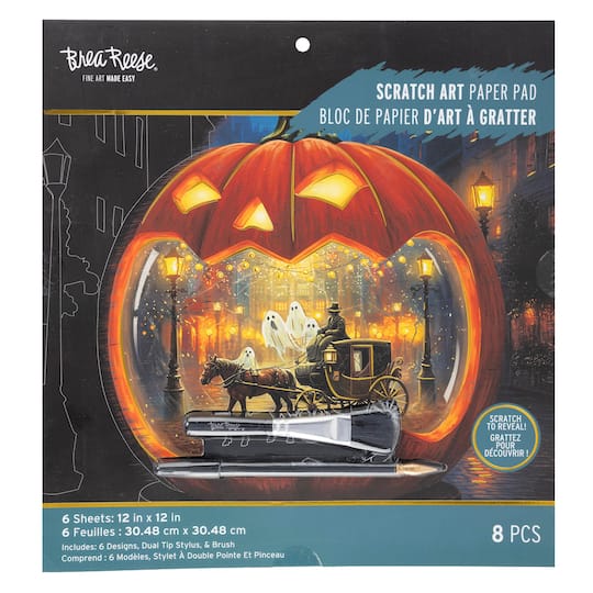 Brea Reese® 12" x 12" Jack-O'-Scene Scratch Art Paper Pad